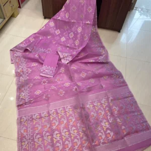 Woven Jamdani Cotton Silk Saree (PINK)